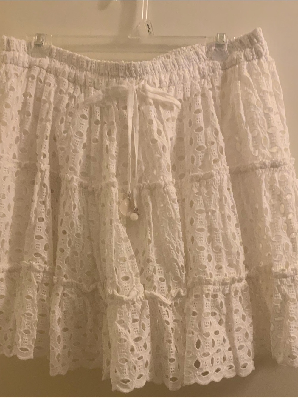 Zara White Eyelet Tiered A-Line Skirt